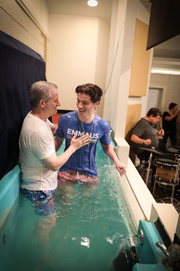 Father and son after baptism